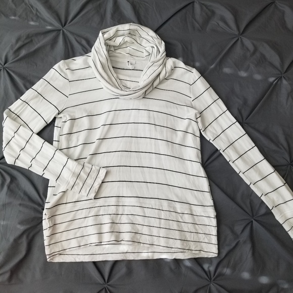 striped cowl neck sweatshirt